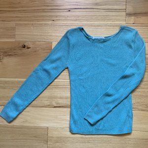 Absolutely Cotton Seafoam Green Long Sleeve Stretch Shirt, Size Medium